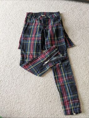 Harajuku Mini Kids Plaid Pants With Removable Skirt Flap